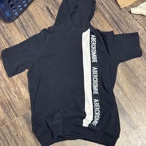 Abercrombie & Fitch Black Hoodie with White Stripe short sleeve